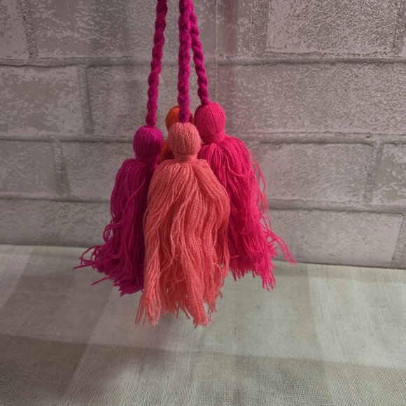 Natural Life Large Hanging Pompom Magenta Pink & Orange Colors - Picture 3 of 6